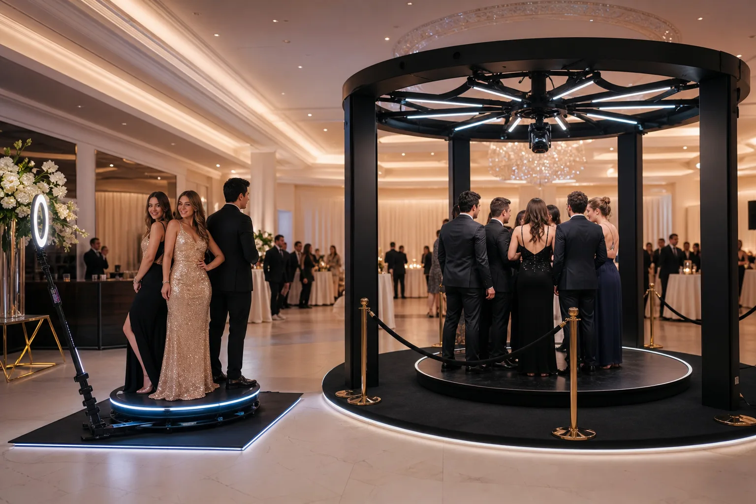 Plateforme 360 Booth et installation Air360 dans une même réception