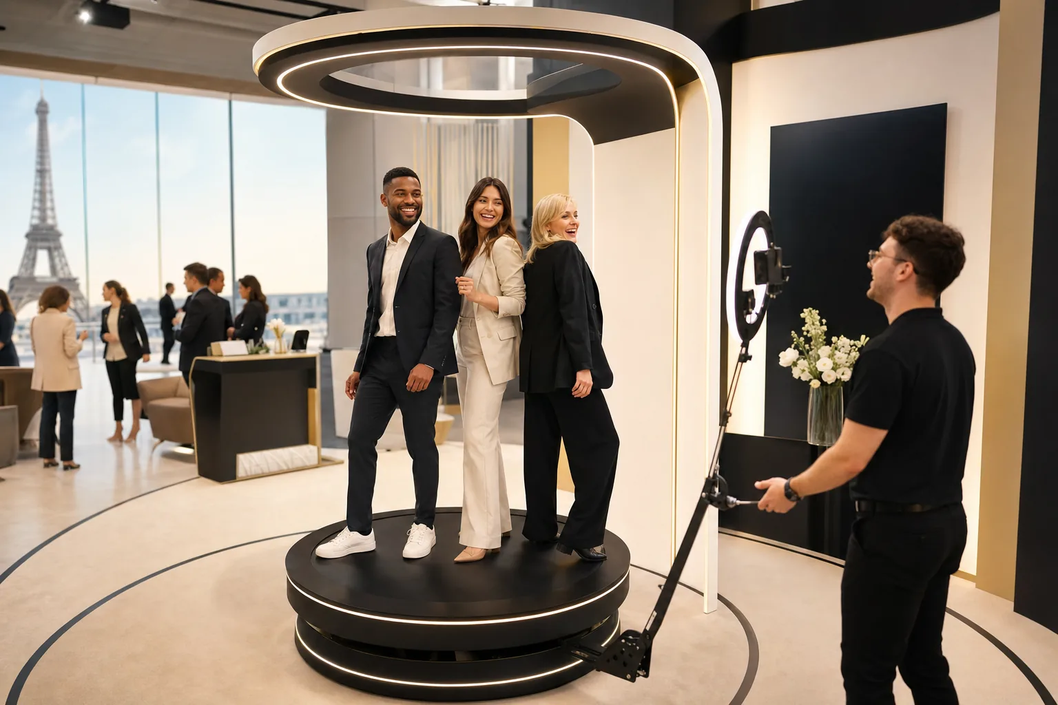 Animation photobooth dans une réception professionnelle premium
