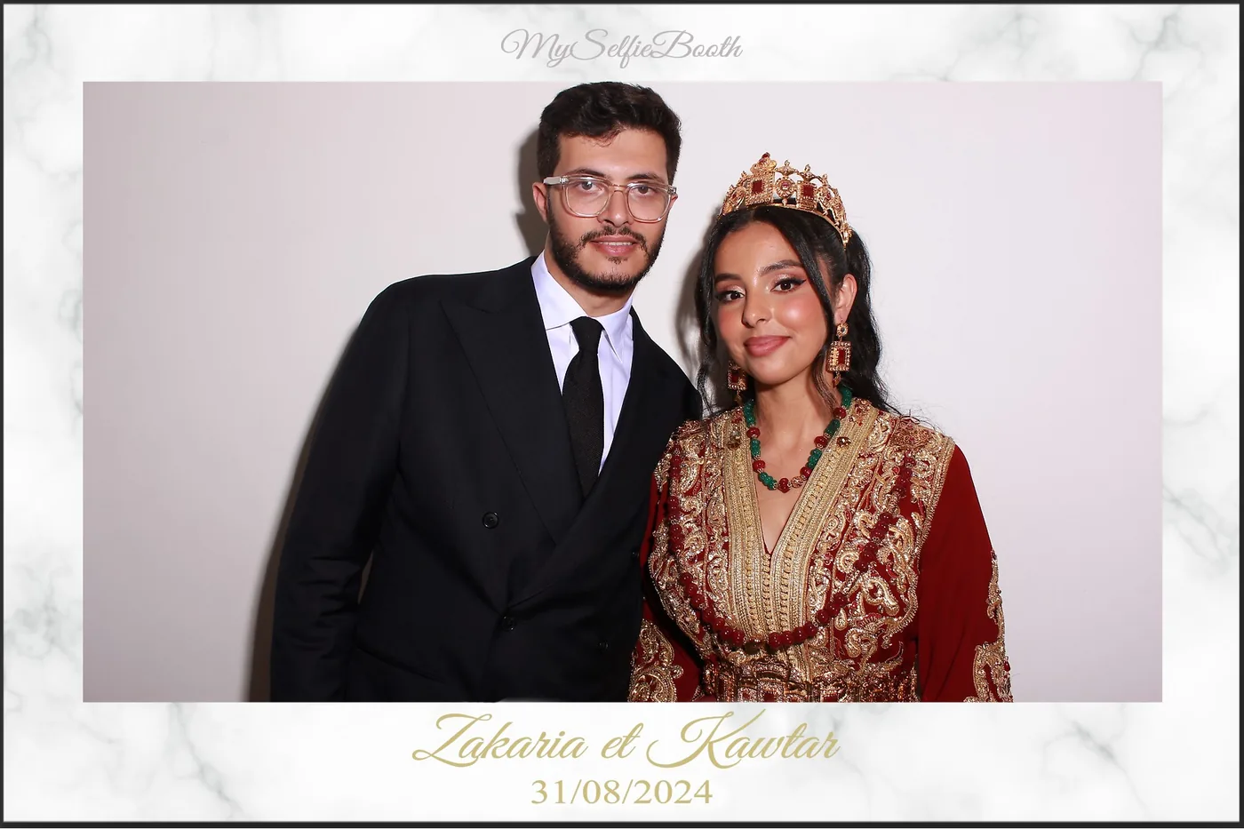 Portrait imprimé des mariés, réalisation réelle MySelfieBooth issue d'un reportage unique