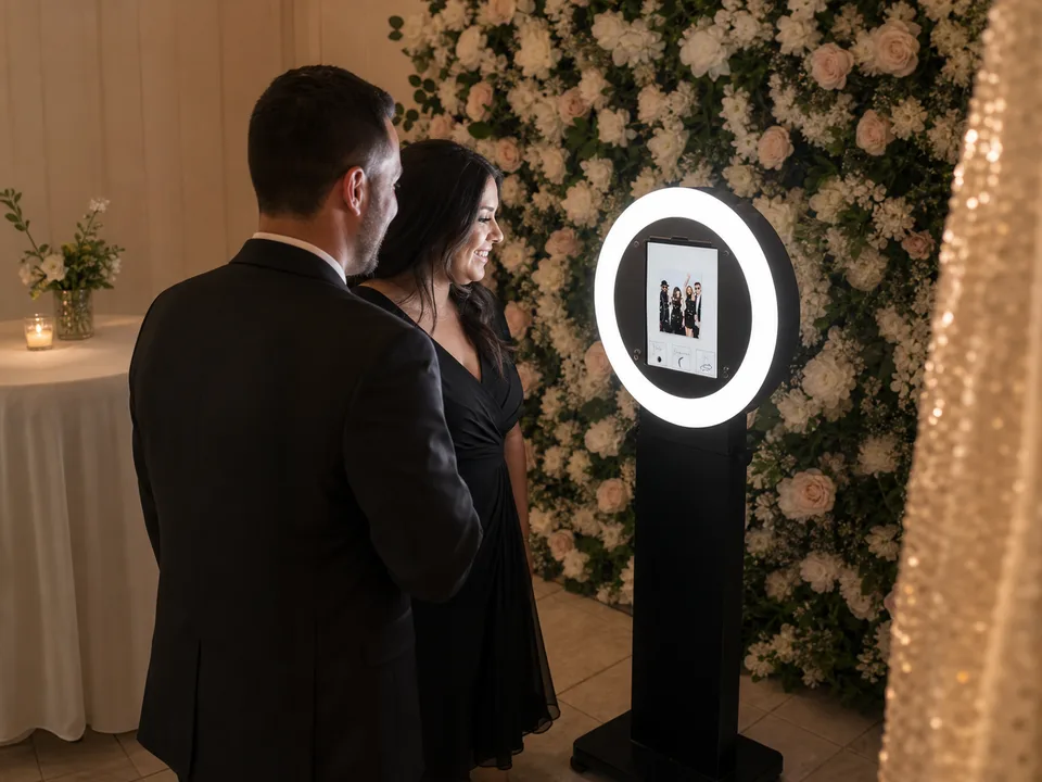 iPad Booth compact, création IA fidèle à une prestation réelle MySelfieBooth