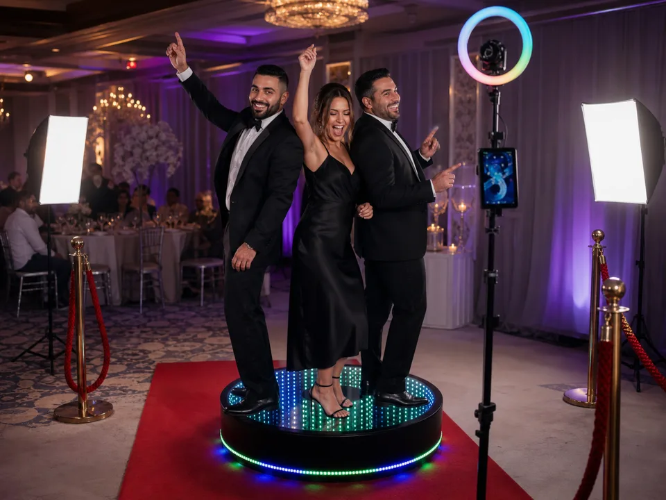 Vidéo 360 en pleine réception, création IA fidèle à une prestation réelle MySelfieBooth